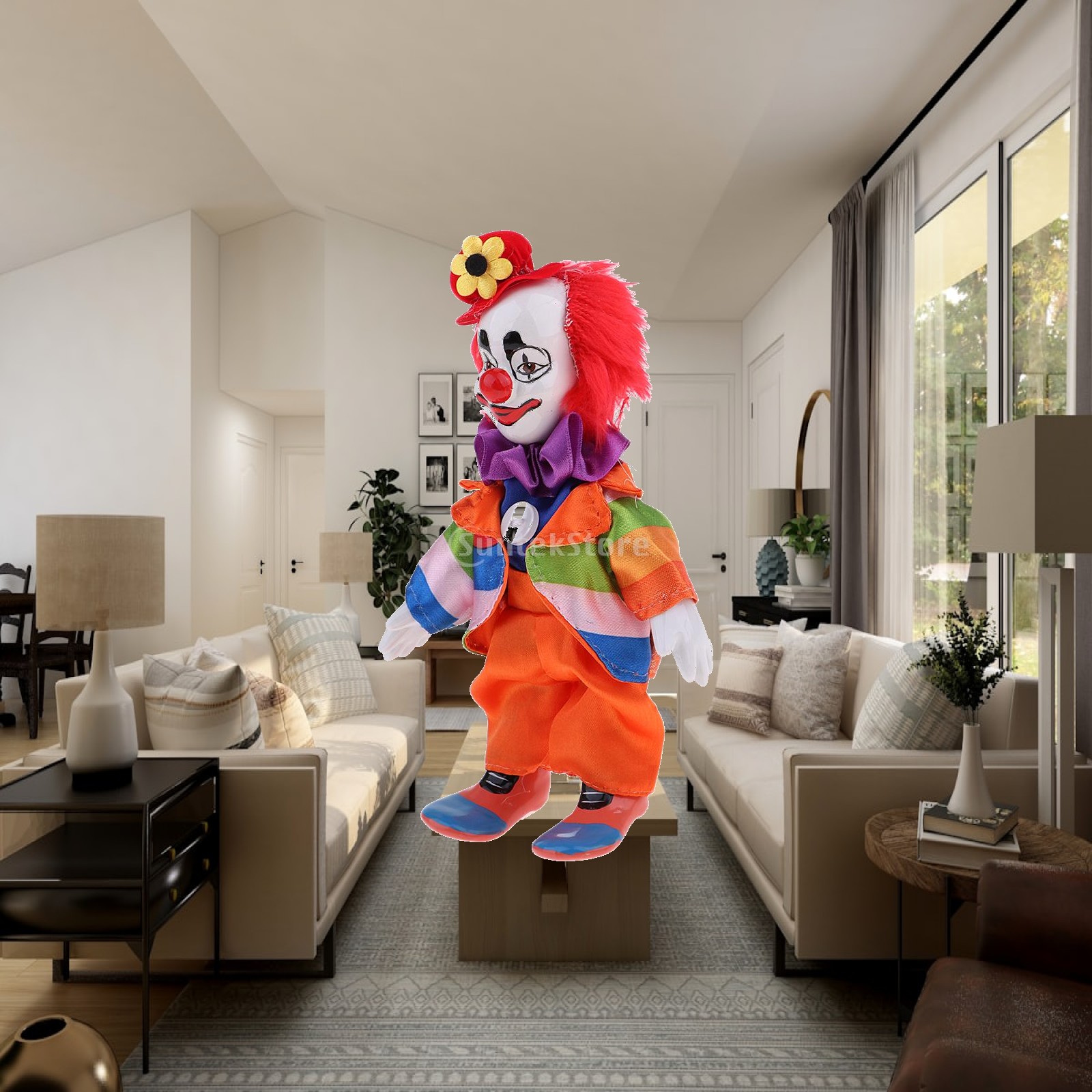 Vintage Collectible Clowns - ตุ๊กตาตัวตลกพอร์ซเลนขนาดเล็ก 18 ซม. สไตล์วินเทจ ของสะสมทำมือสำหรับตกแต่งบ้านตุ๊กตาและนักสะสม
