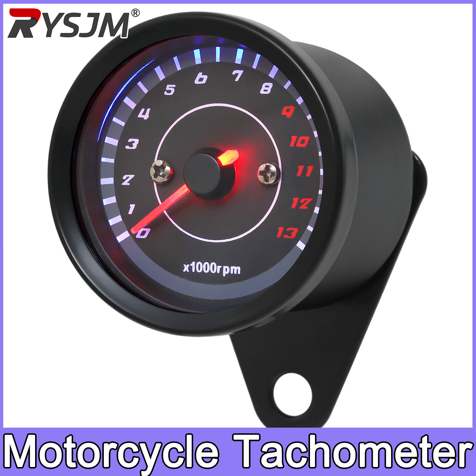 Analog Meter Gauge - มาตรวัดรอบเครื่องยนต์แบบอนาล็อก 13000 รอบต่อนาที สำหรับสกู๊ตเตอร์และมอเตอร์ไซค์ พร้อมไฟเรืองแสงกลางคืน แสดงความเร็ว
