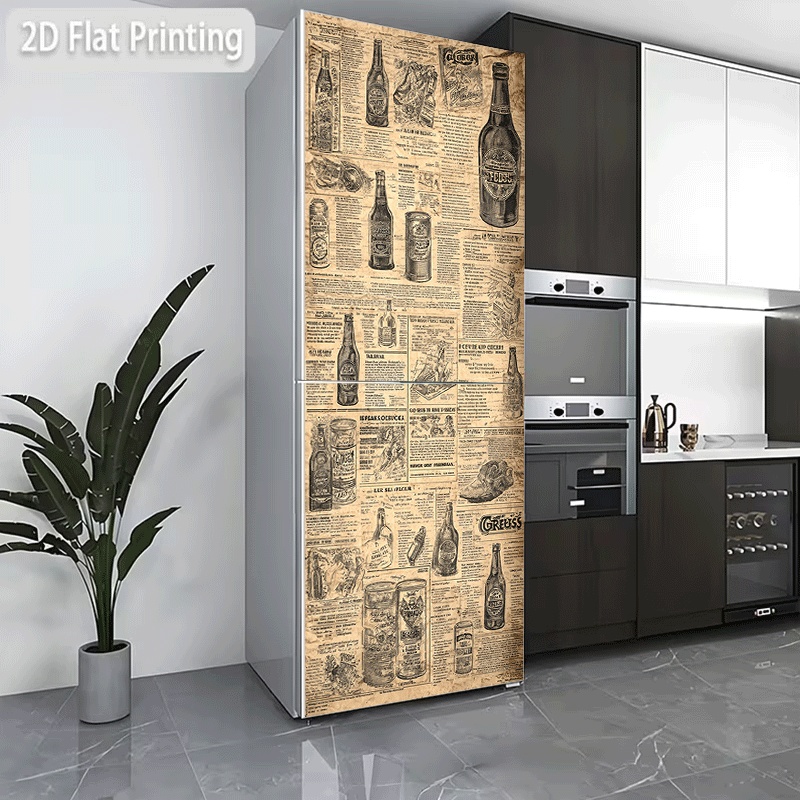 Collectible Vintage Newspapers - สติกเกอร์ติดตู้เย็น, สติกเกอร์ติดตู้เย็น/เครื่องล้างจาน, ดีไซน์ธีมคอลเลกชันหนังสือพิมพ์เก่าเบียร์วินเทจ, ติดผนังด้วยกาวในตัว