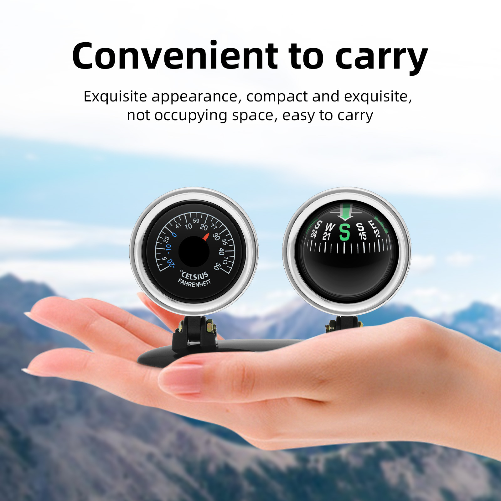 Analog Meter Gauge - เครื่องประดับรถยนต์ เข็มทิศ เทอร์โมมิเตอร์ ลูกบอลนำทาง แดชบอร์ด มาตรวัด