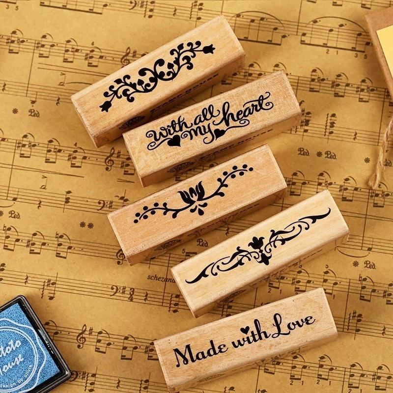Vintage Collectible Stamps - วินเทจแถบแสตมป์ยางไม้เด็กDIYแฮนด์เมดสมุดภาพอัลบั้มของขวัญ
