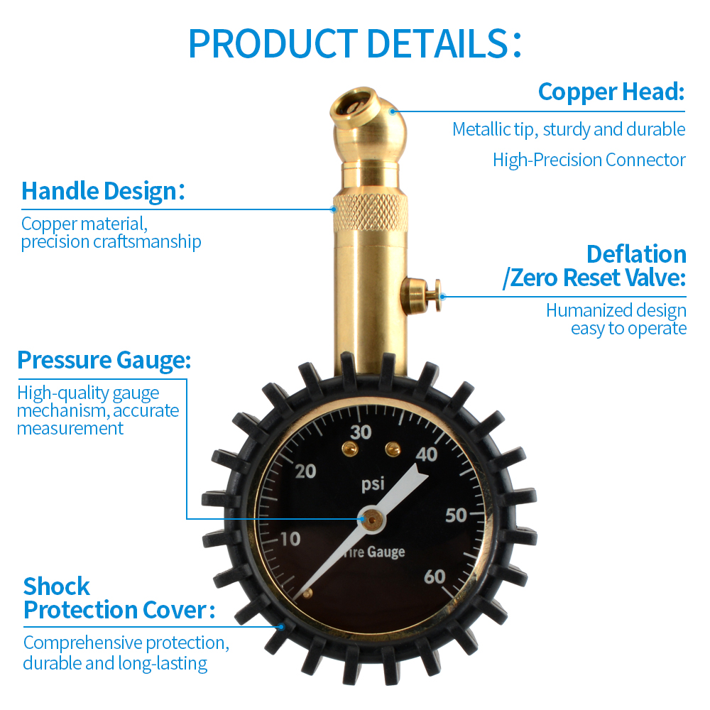 เกจวัดแรงดันลมยาง 0-60PSI หน้า - Analog Meter Gauge บทวิจารณ์และราคา