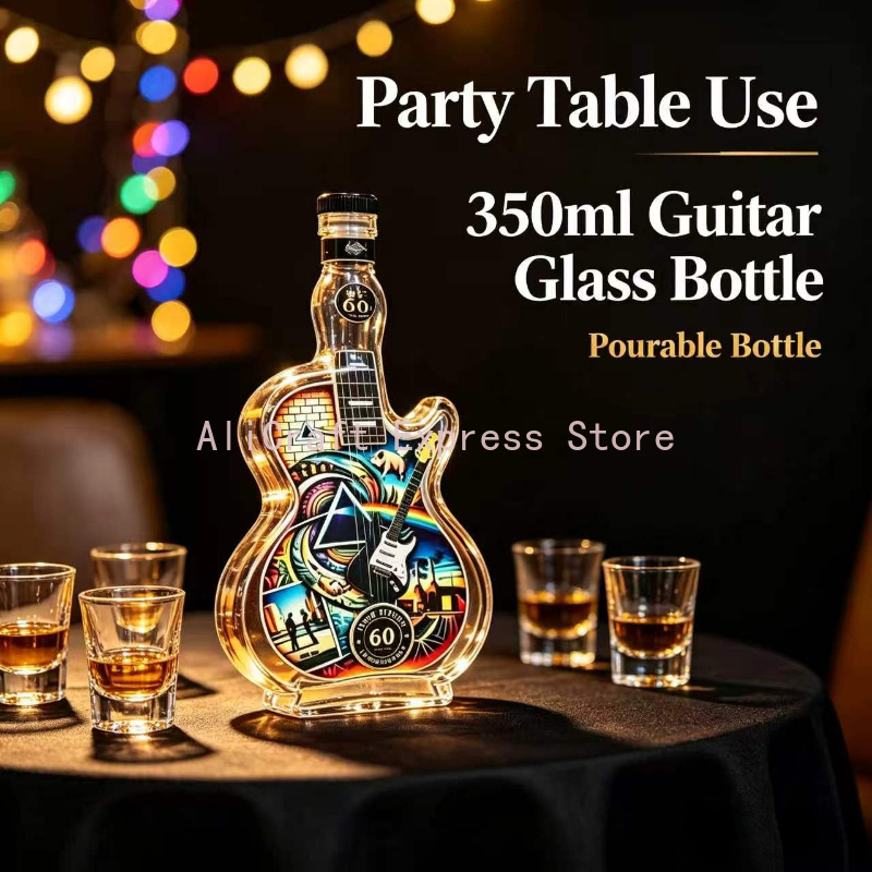 ขวดแก้วใส่เหล้าลายกีตาร์ร็อกสไ - Vintage Collectible Liquor Bottles บทวิจารณ์และราคา